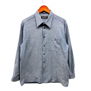 Brandini Le Collezioni Men's Large Faux Suede Shirt Blue Button Front